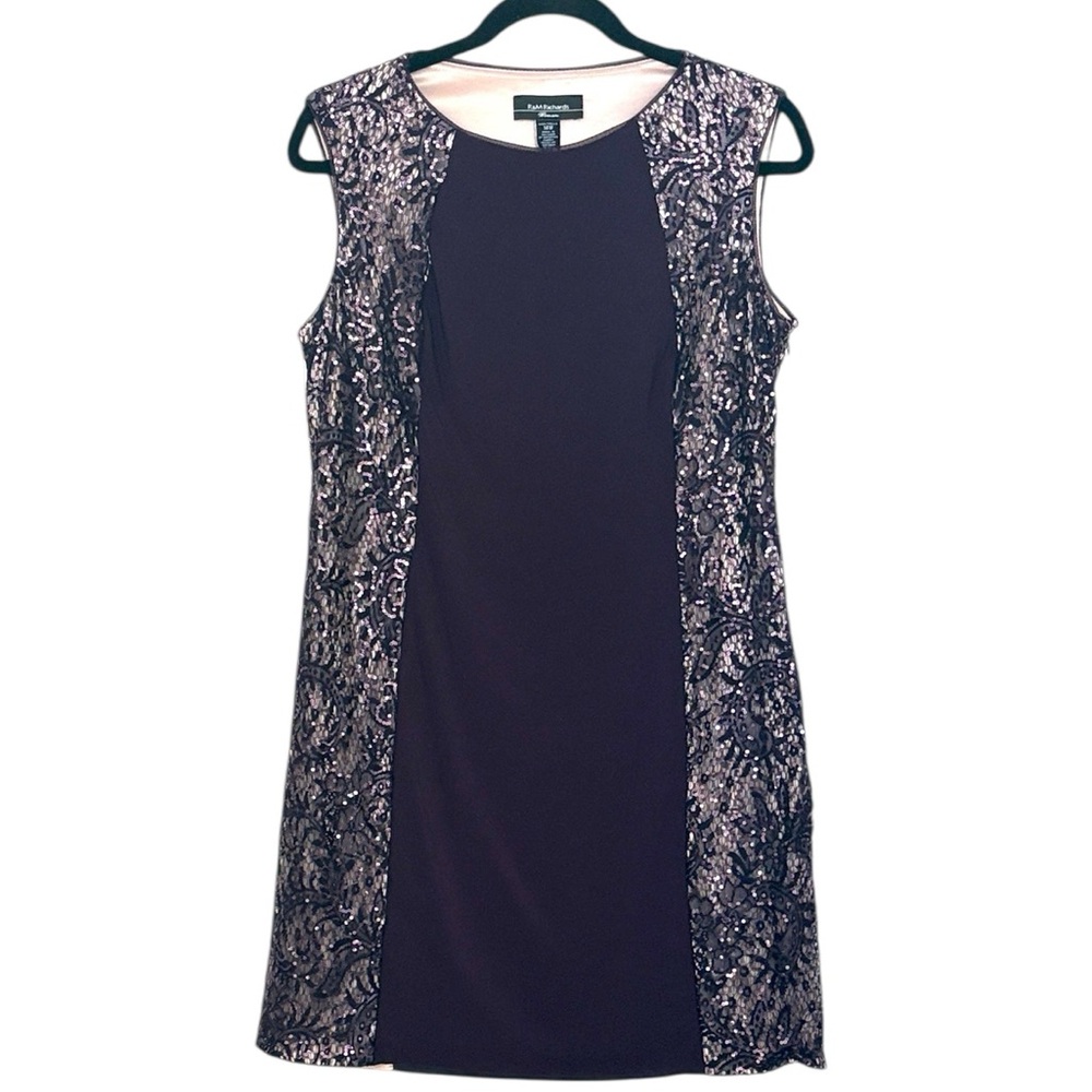 R&M Richards Lace and sequin Side Panel and upper back, purple sheath size 14W